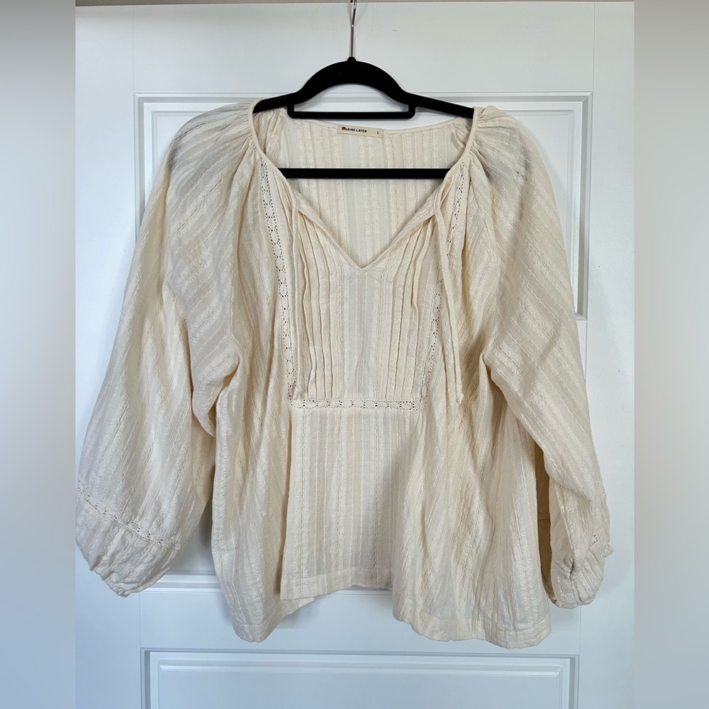 Marine Layer - Cream Peasant Blouse